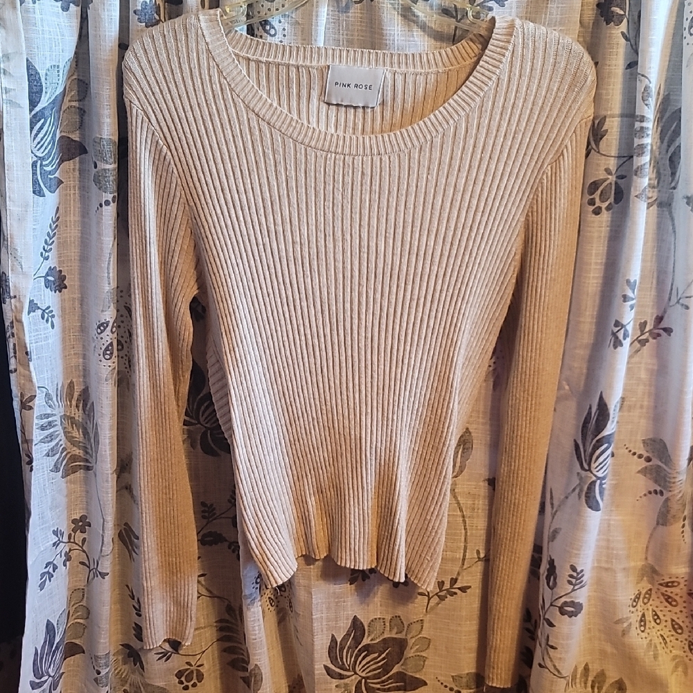 Pink Rose Women's Cream Sweater